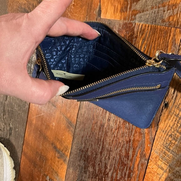 Kate Spade New York Blue Saffiano Leather Zip Wristlet Clutch - Picture 2 of 7
